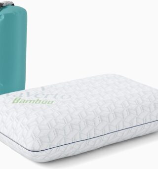 Vaverto Small Memory Foam Bed Pillow for Camping - Compressible Medium Firm, Breathable Cover, Machine Washable, Ideal Backpacking